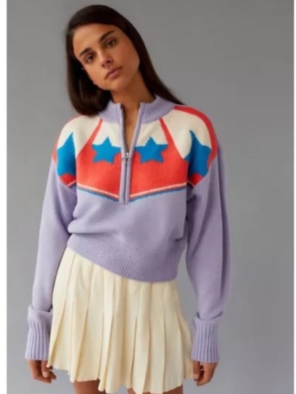 BDG Lilac Crewneck Cropped Sweater